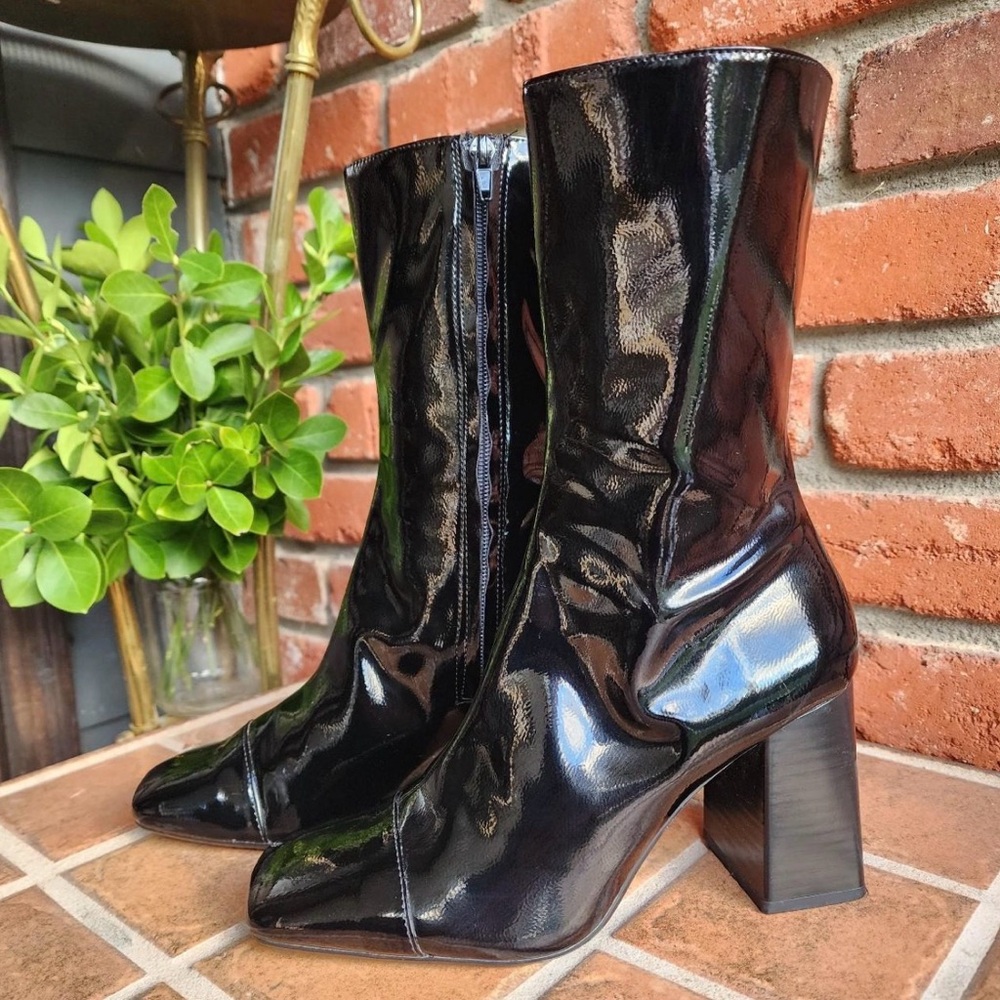 Black Patent Leather Zara Ankle Boots
